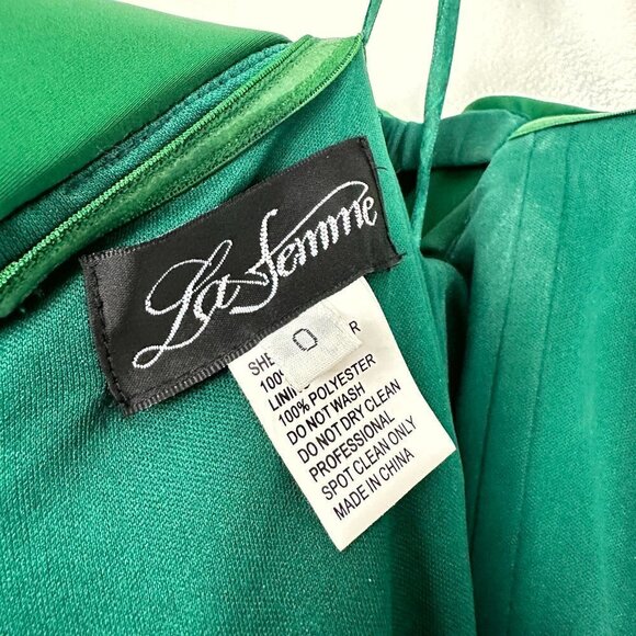 LA FEMME Off The Shoulder Elegant Long Evening Gown in Green Size US 0 - Picture 4 of 7